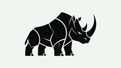 Stylized black rhinoceros illustration © Insto
