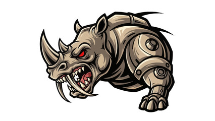 Robotic rhino illustration on white background © Imam