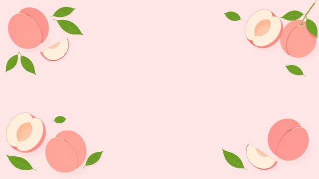 Flat Design Peach Background with Leaves and Copy Space