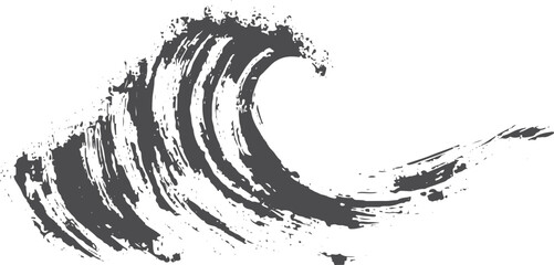 Dark gray ink brush stroke wave water ocean © miht3325