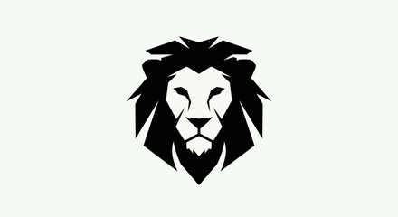 Stylized lion head logo black and white © Iyan