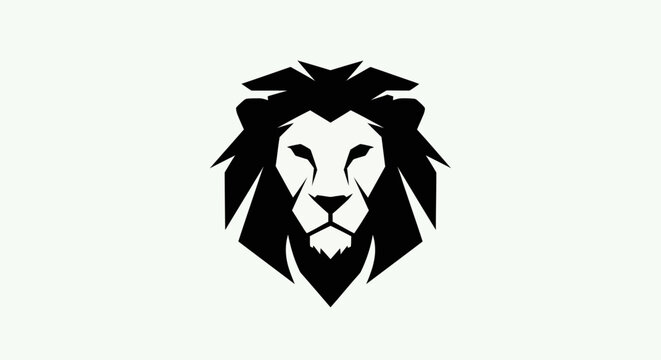 Stylized lion head logo black and white