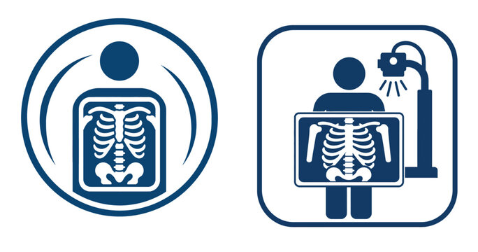 Vsai person undergoing medical imaging with x ray diagnosis icon