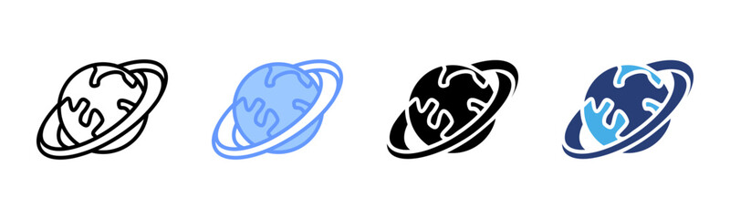 Saturn icon set multiple style collection © Loka Jaya