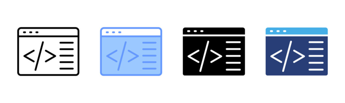 Coding icon set multiple style collection