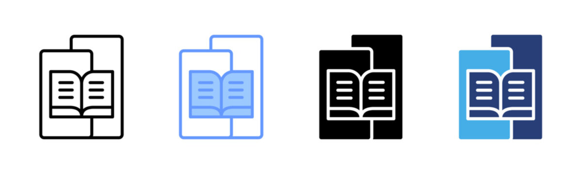 Ebook icon set multiple style collection