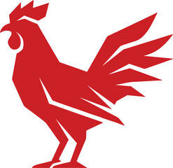 Minimalist red rooster vector illustration icon isolated on a clean white background for commercial logo design © Monzurul