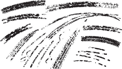 Black tire tracks on white background, tire tread © miht3325