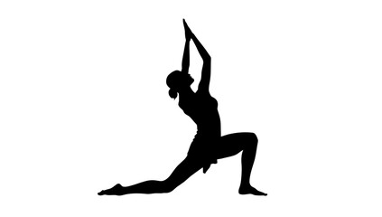 Fototapeta premium Silhouette of a woman performing a graceful yoga pose, embodying balance, strength, and inner peace