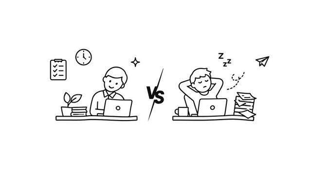 Productivity vs Burnout: Focused Work vs Sleepy Rest