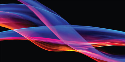 Fototapeta premium An abstract fractal background and dynamic colorful wallpaper design featuring a flowing rainbow wave line, motion curve pattern, and a blue smoke fire texture effect for a decorative art backdrop tem