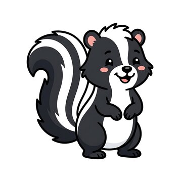 Cute cartoon skunk standing upright.