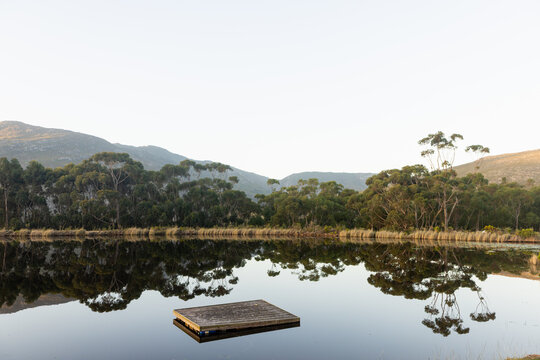 placid pond and reflection at sunset,  Stanford, South Africa
