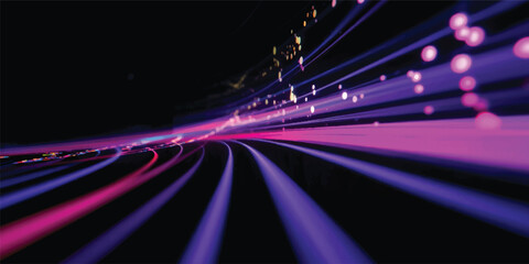 Fototapeta premium An abstract colorful motion blur background features a bright glowing wave design with energetic lines and a rainbow pattern over a dark backdrop