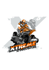Quad bike rider illustration extreme offroad adventure atv © InkMasters 