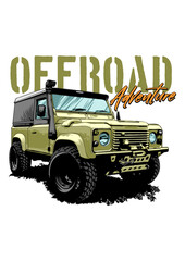 Offroad 4x4 suv truck illustration vintage adventure vehicle © InkMasters 