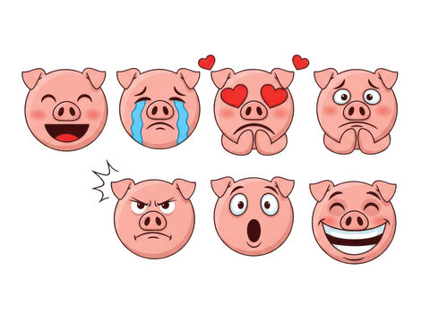 Six cartoon angry faces with different expressions