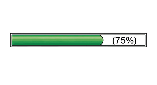 Progress bar with 75 percent completion.