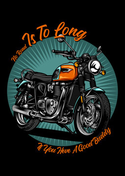 Classic motorcycle vector illustration custom retro bike emblem