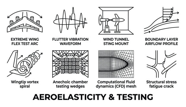 Extreme wing flex test arc flutter vibration waveform wind tunnel sting mount boundary airflow.