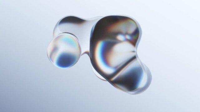 Abstract clear liquid bubbles floating over white background, 3d transparent cell morphing fluid, Seamless animation