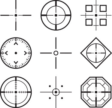 Various rifle scope reticle patterns and designs