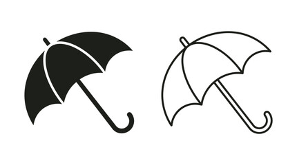 Umbrella silhouettes on a white background black and line art © FARISTA