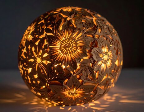 Illuminated decorative glass paperweight lamp.