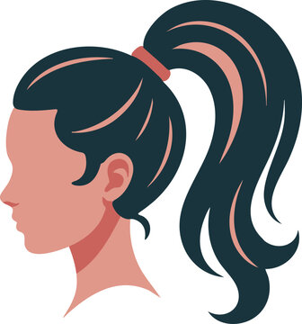 Black high ponytail side profile hairstyle