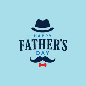 Happy Father's Day greeting card collection with script typography, crown, bow tie, hat, mustache, father-child silhouettes, mountains, and dad quotes in navy and gold.
