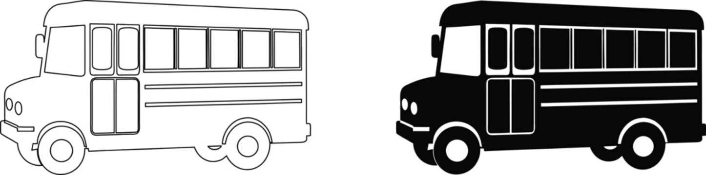 School bus black silhouette on transparent background. back to school concept. flat vector illustration.