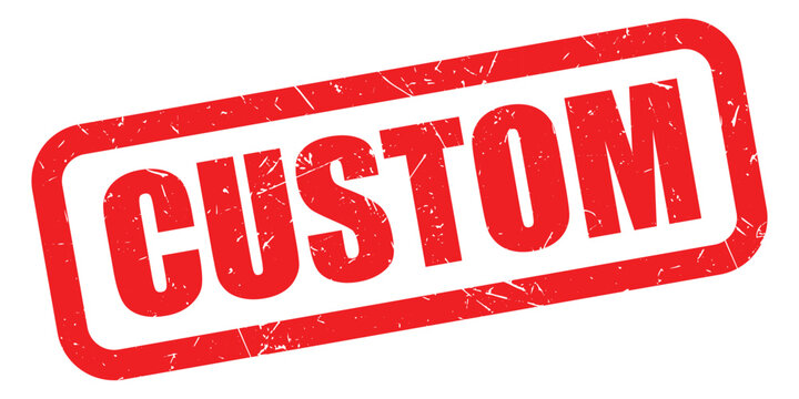 Red rubber stamp vector with bold custom text design isolated on transparent background