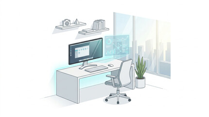 Fototapeta premium Futuristic Smart Workspace Interior Vector