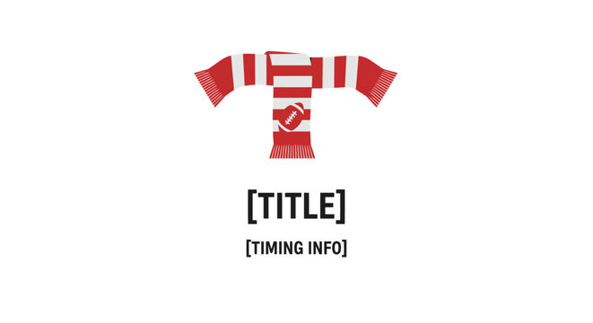 Red and white striped scarf with a T emblem.