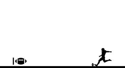 Fototapeta premium Silhouette of American Football Player Kicking Ball.