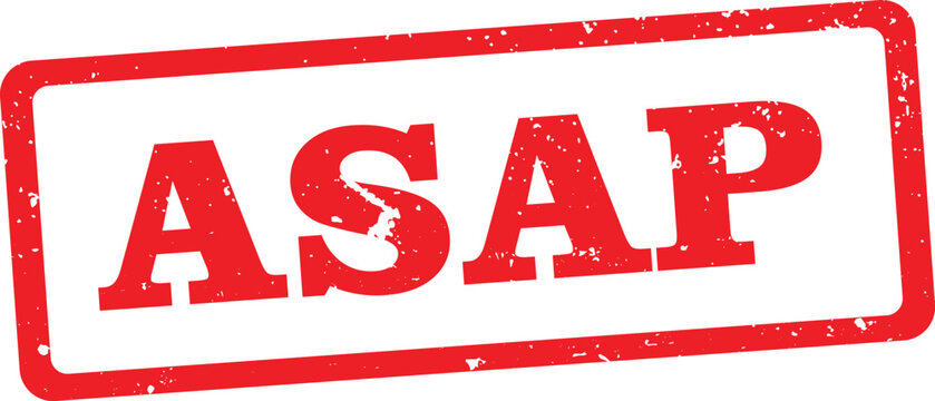 Red line ASAP stamp seal with grunge effect for urgent office mail and priority document verification.