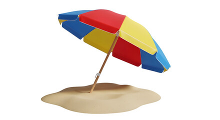 Obraz premium Colorful beach umbrella isolated on transparent background