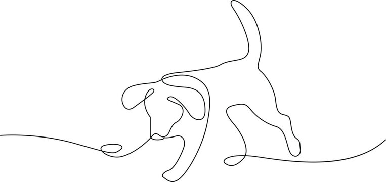 Cartoon dog chasing a ball on leash Vector