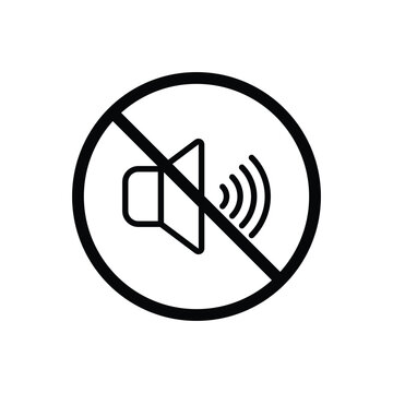 No sound sign isolated on white background in stroke line style
