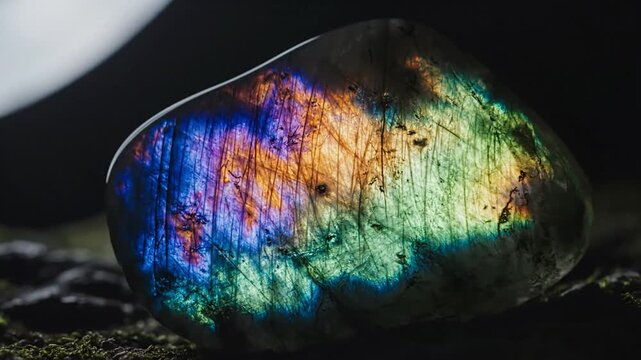 Iridescent Labradorite Gemstone Displayed with Vibrant Colors