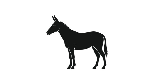 Donkey Silhouette Isolated on White Background
