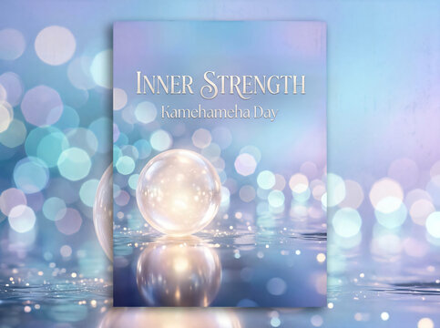 Inner strength, inspirational book cover, motivational design, glowing orb, bokeh background