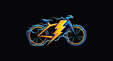 Fototapeta premium Electric Bicycle with Lightning Bolt Symbol, Energy and Speed Concept