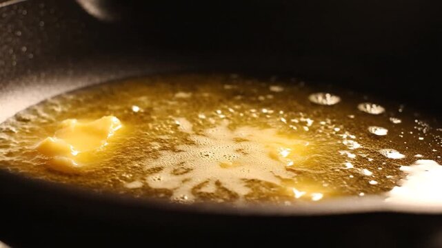 Butter Melting in Hot Cooking Pan