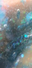Fototapeta premium Colorful holographic abstraction with sparkling rainbow particles and fluid glowing textures. Soft focus futuristic background with dreamy pastel lighting and cosmic atmosphere, perfect for wallpapers