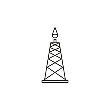 Shale gas rig icon isolated on white background in stroke line style