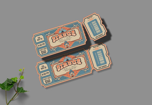Vintage Circus Ticket Template Retro Event Ticket Design