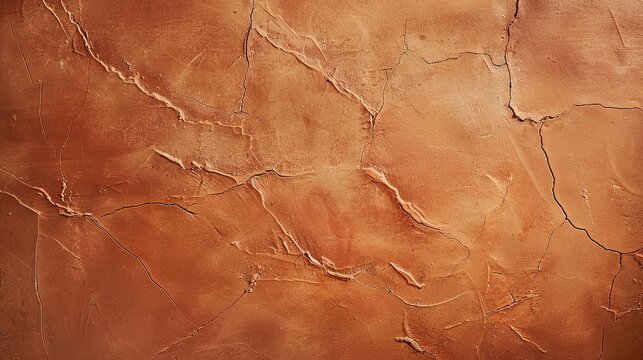 Raw Terracotta Clay Surface &ndash; Earthy Warm Tones, Subtle Cracks and Organic Imperfections, Side Lighting Highlighting Texture, Minimalist Composition with Extensive Copy Space