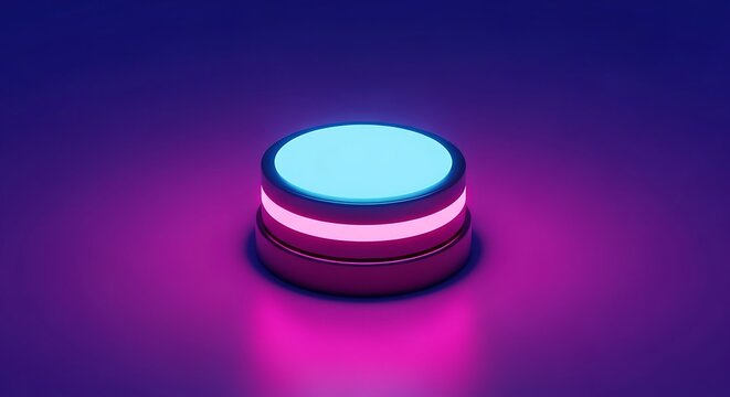 Futuristic glowing button against a gradient background