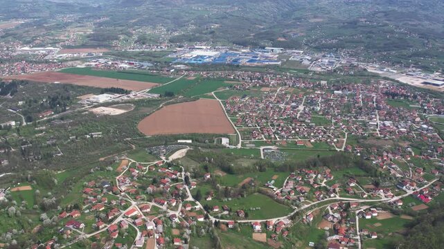 Panorama of the suburban settlement and business center in Vitez